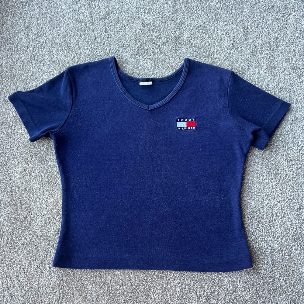 (L) Tommy Hilfiger navy blue shirt